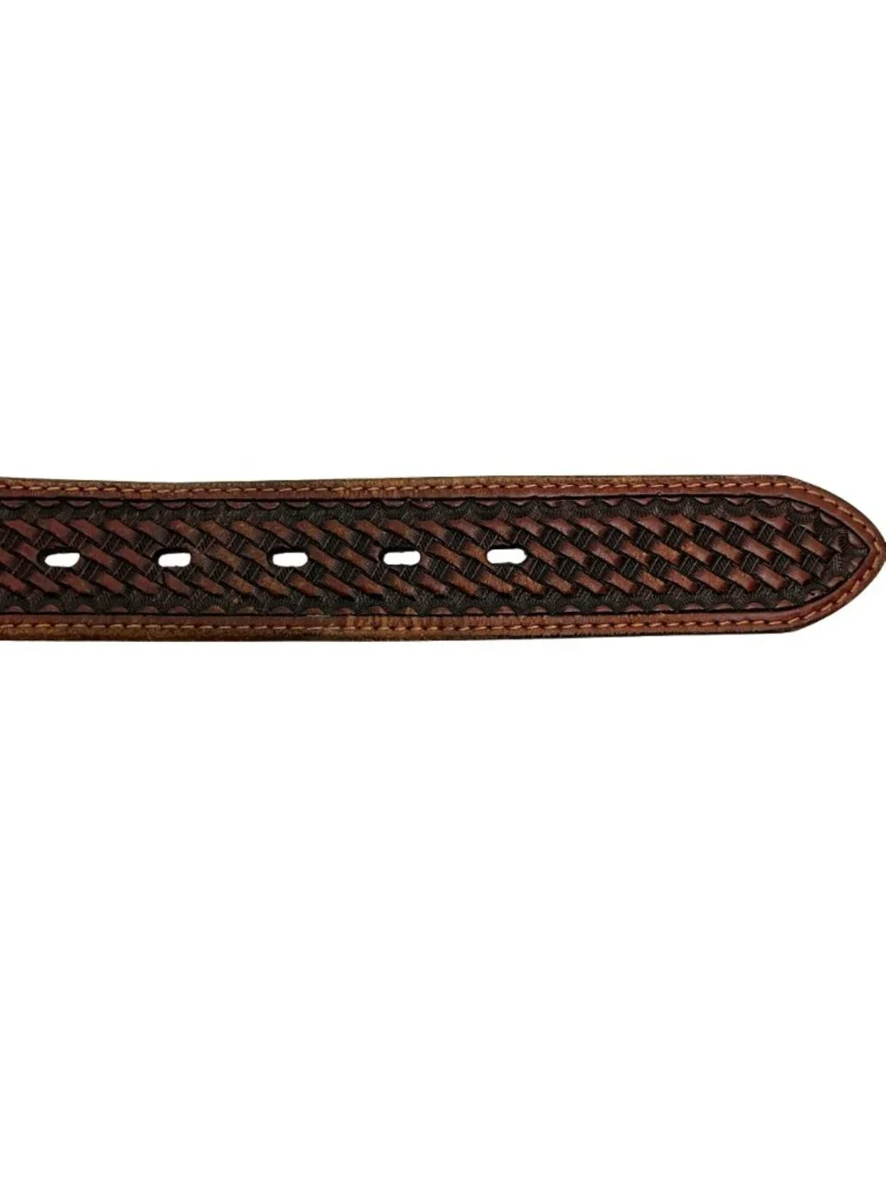 DDD 3-D Western Style Genuine Handtooled Leather Belt With Engraved Silver Buckl